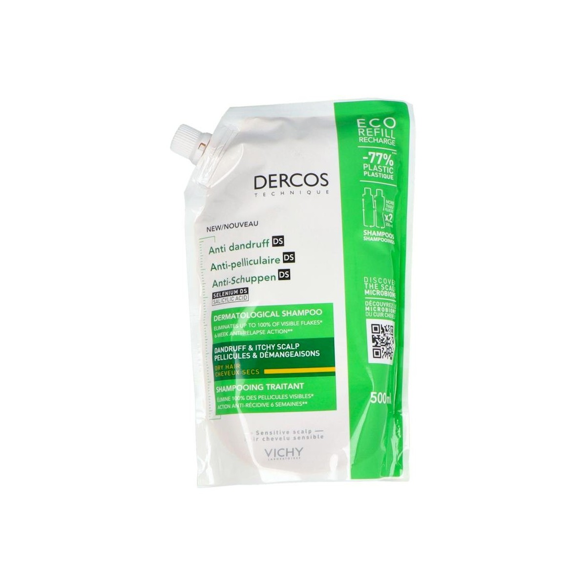 DERCOS ECOREFILL MINUPLADO CASPA SECA 500 ML