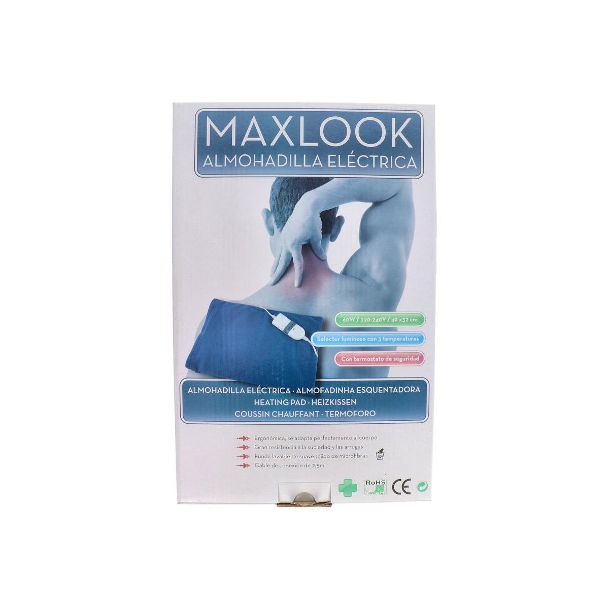 ALMOHADILLA ELEC MAXLOOK LUMBAR 40X32 CM AZUL