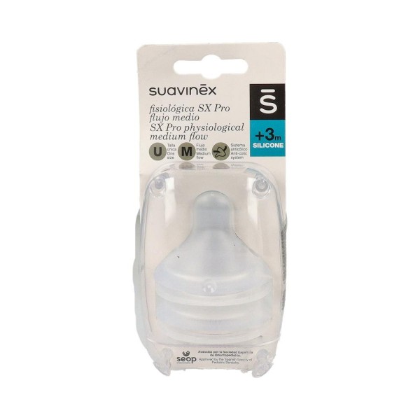 TETINA FISIOLOGICA SUAVINEX FLUJO M T/U SILICONA +3 MESES...