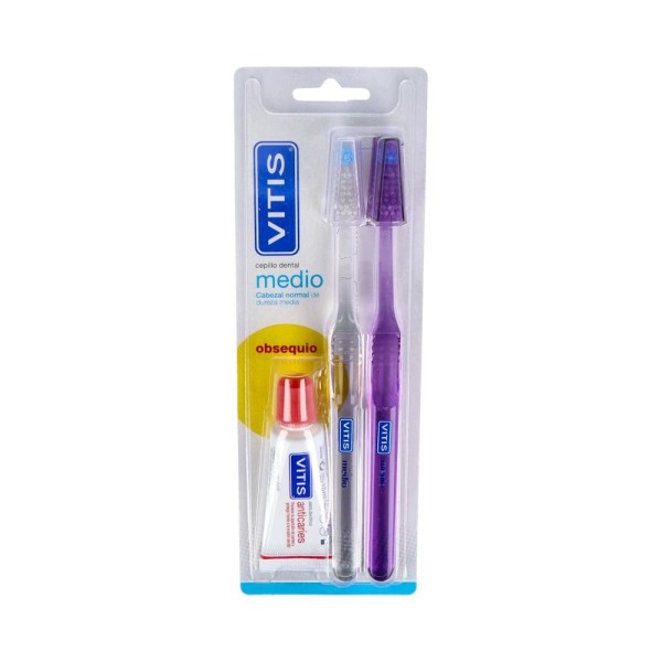 CEPILLO DENTAL VITIS DUPLO MEDIO 2 U