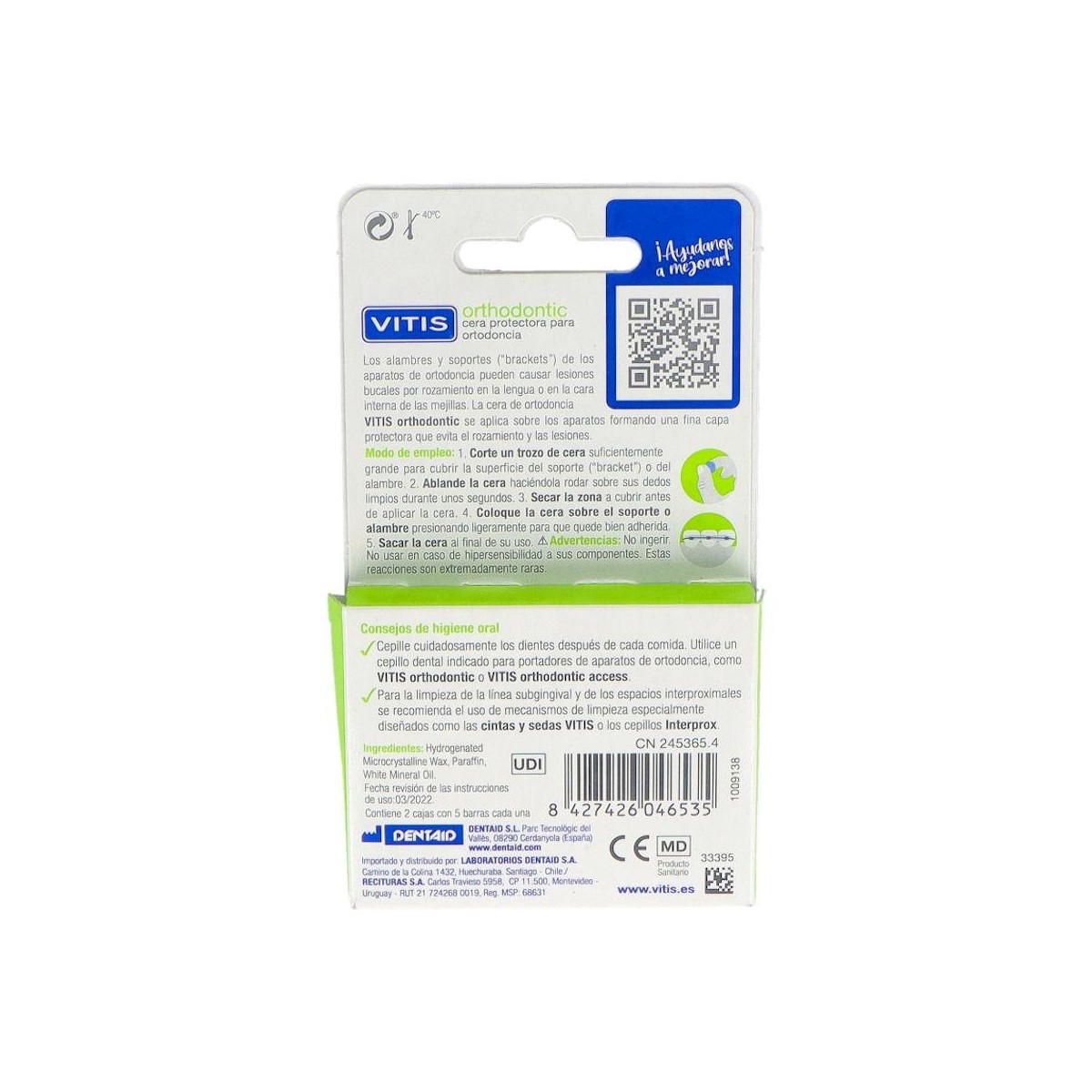 CERA DENT VITIS ORTODONC CAJA 1+1U